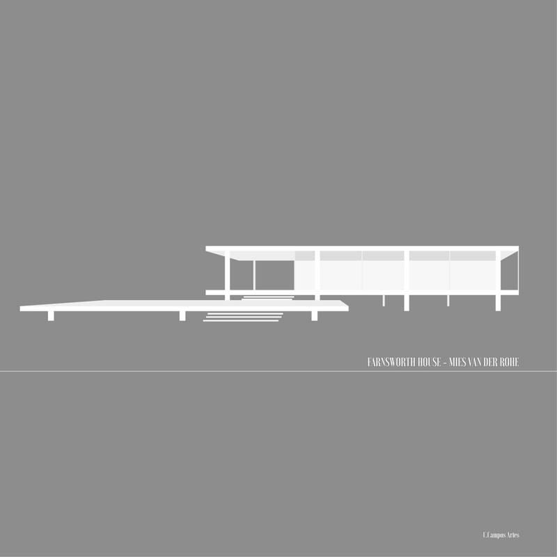 MIES VAN DER ROHE - FARNSWORTH HOUSE POR C.CAMPOS 47,5 X 47,5 CM