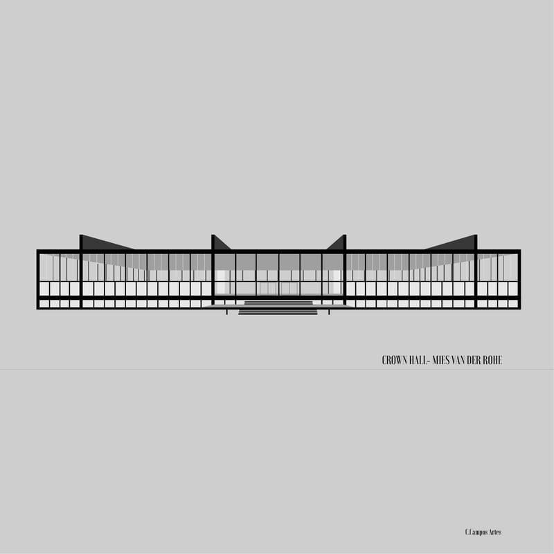 MIES VAN DER ROHE - CROWN HALL POR C.CAMPOS 47,5X47,5CM