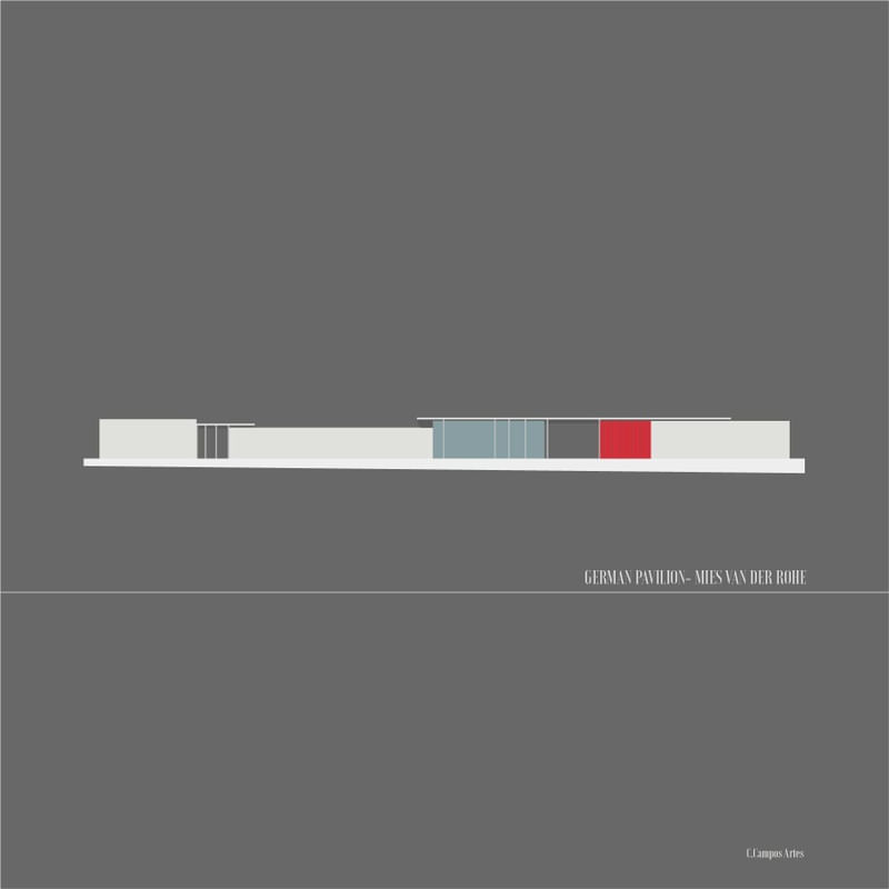 MIES VAN DER ROHE - PAVILHÃO ALEMÃO POR C.CAMPOS 30X30CM
