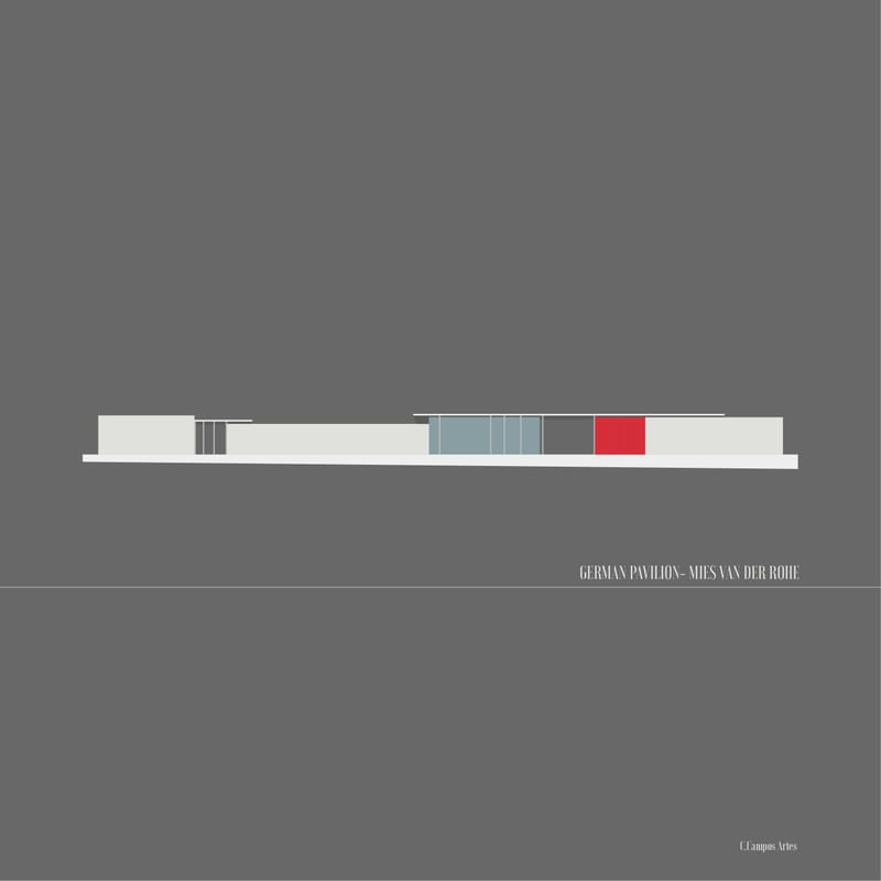 MIES VAN DER ROHE - PAVILHÃO ALEMÃO POR C.CAMPOS 47,5X47,5CM