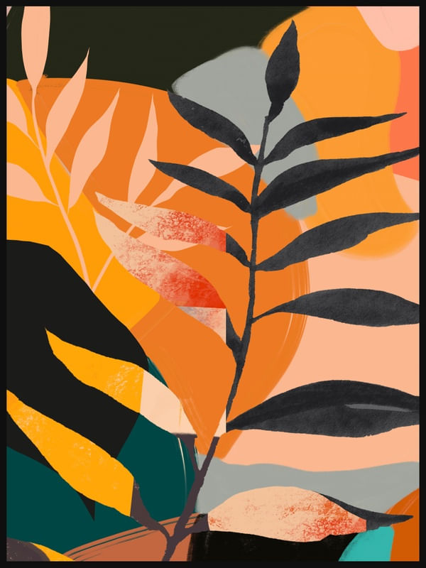 ABSTRACT ART TROPICAL LEAVES 108