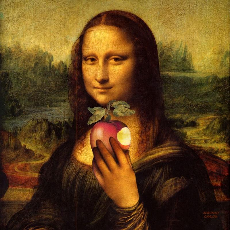 MONA COM MAÇÃ - QUADRADA