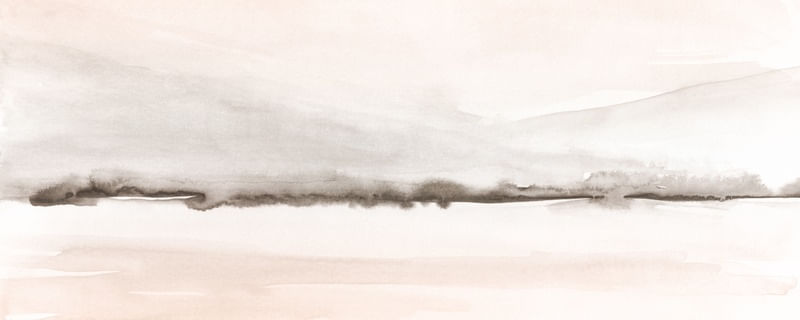 GRAY AND SOFT CORAL WATERCOLOR MOUNTAINS - PANORAMIC