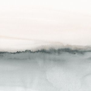 SOFT CORAL AND GRAY WATERCOLOR LANDSCAPE - SQUARE