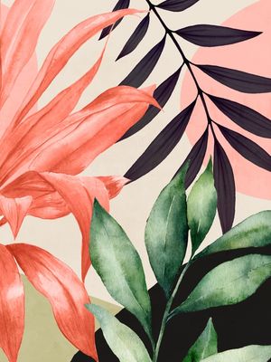 ABSTRACT ART TROPICAL LEAVES 132