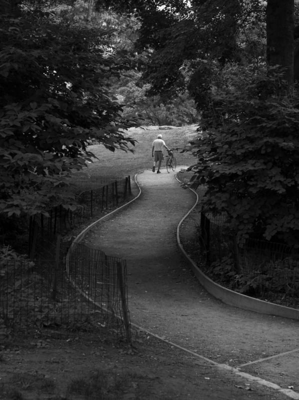 HOMEM COM BICICLETA NO CENTRAL PARK