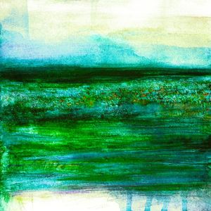 NEVERWHERE 8 QUADRADO, VERDE AGUA COLORIDO PAISAGEM ABSTRATO PINTURA