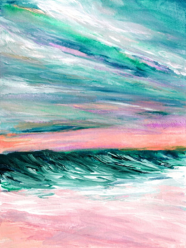 TROPICAL TIDE 2, COLORIDO OCEANO MARE ONDAS NUVENS PINTURA