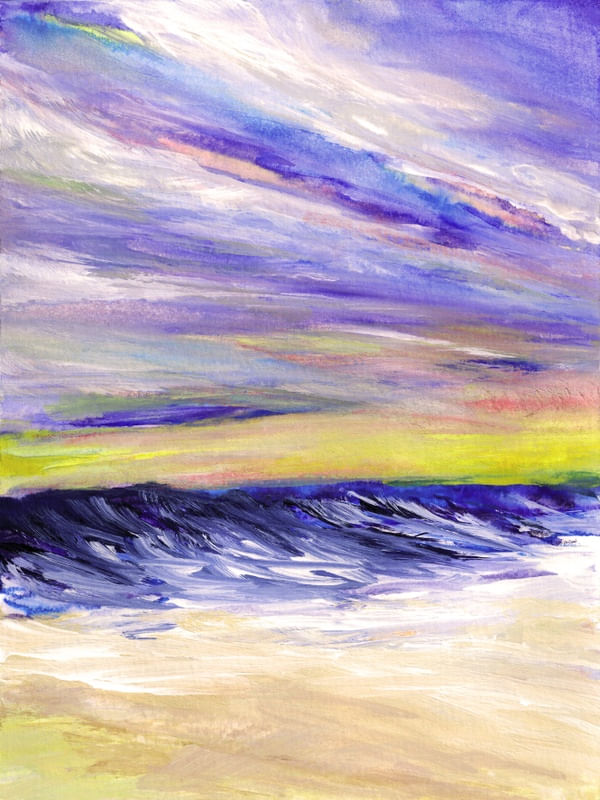 TROPICAL TIDE 3, COLORIDO OCEANO MARE ONDAS NUVENS PINTURA