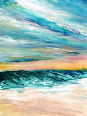 TROPICAL TIDE 4, COLORIDO OCEANO MARE ONDAS NUVENS PINTURA