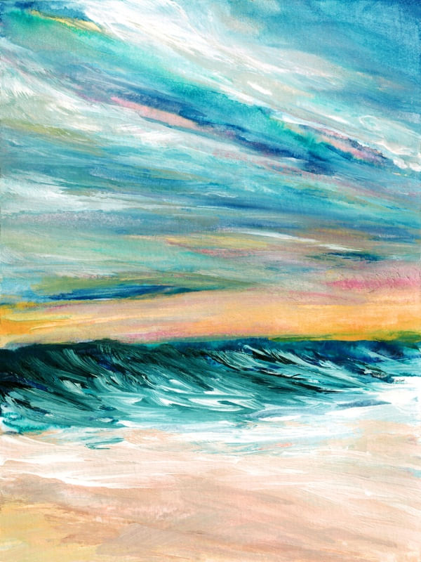 TROPICAL TIDE 4, COLORIDO OCEANO MARE ONDAS NUVENS PINTURA