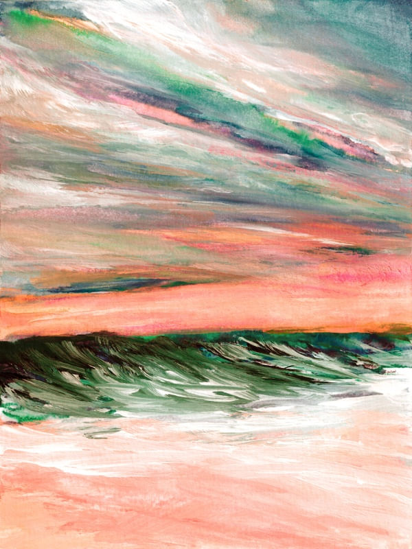 TROPICAL TIDE 6, COLORIDO OCEANO MARE ONDAS NUVENS PINTURA