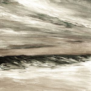 TROPICAL TIDE 2 NEUTRO QUADRADO, SEPIA OCEANO MARE ONDAS NUVENS PINTURA