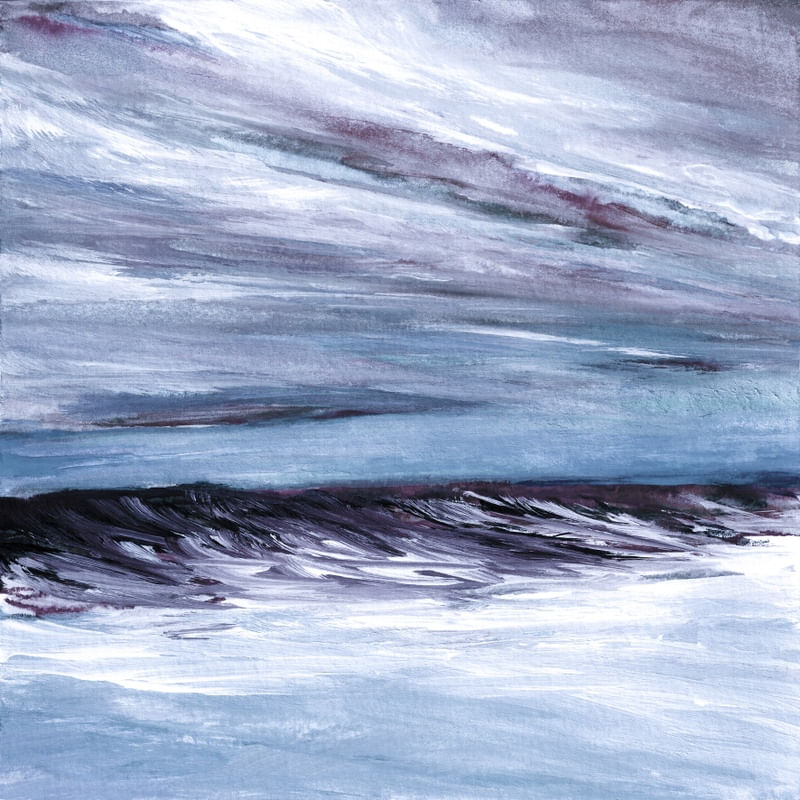 TROPICAL TIDE 3 NEUTRO QUADRADO, AZUL OCEANO MARE ONDAS NUVENS PINTURA