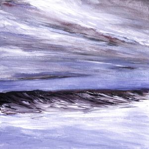 TROPICAL TIDE 4 NEUTRO QUADRADO, ROXO OCEANO MARE ONDAS NUVENS PINTURA
