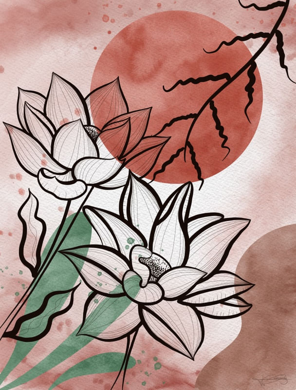 LOTUS WATERCOLOR & LINES