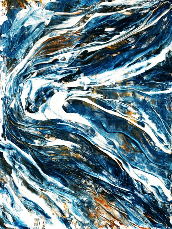SWELL 2 AZUL LARANJA, ORGANICO ABSTRATO OCEANO ONDAS PINTURA