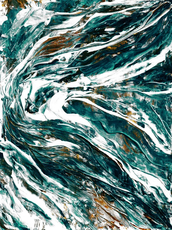 SWELL 4 ESMERALDA VERDE LARANJA, ORGANICO ABSTRATO OCEANO ONDAS PINTURA
