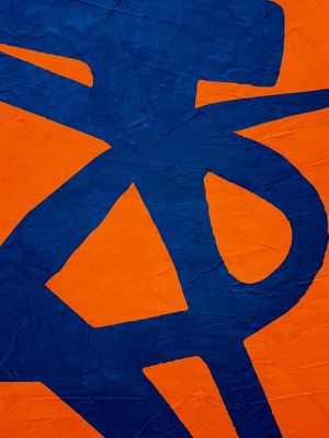 ARTE EXPRESSIONISTA ABSTRATA COLORIDA, AZUL E LARANJA - (PINCELADA ABSTRATA - 09A)