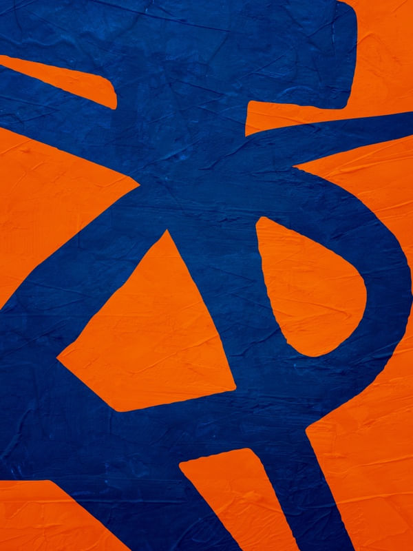 ARTE EXPRESSIONISTA ABSTRATA COLORIDA, AZUL E LARANJA - (PINCELADA ABSTRATA - 09A)