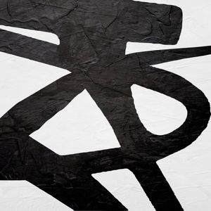 ARTE EXPRESSIONISTA ABSTRATA EM PRETO E BRANCO FORMATO QUADRADO - (PINCELADA ABSTRATA - 09A - Q)