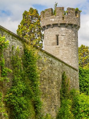 TORRE DE CASTELO DE PEDRA MEDIEVAL EM DUBLIN, IRLANDA