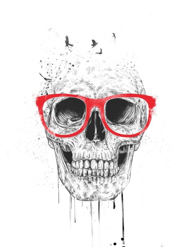 SKULL WITH RED GLASSES