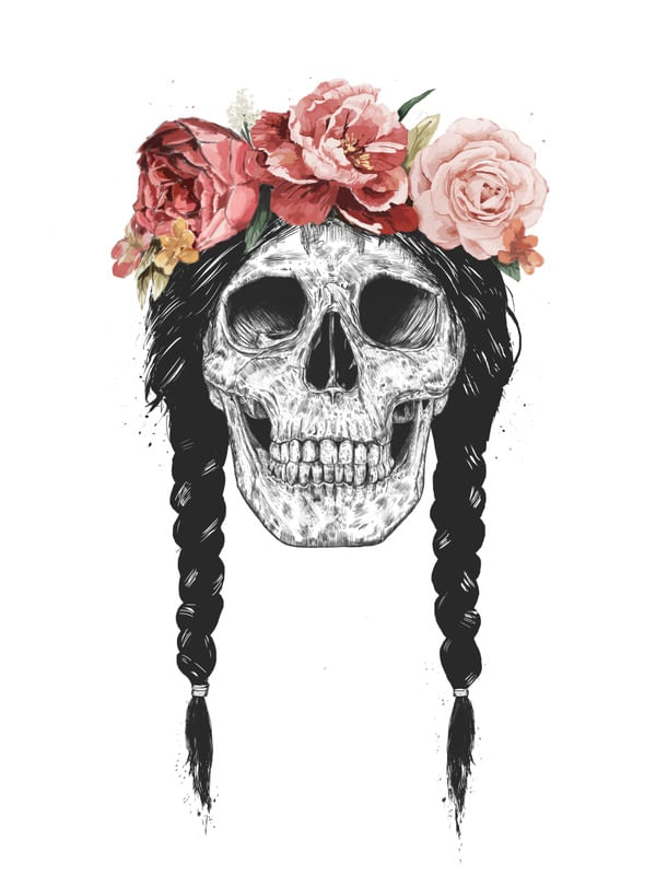 SKULL WITH FLORAL CROWN