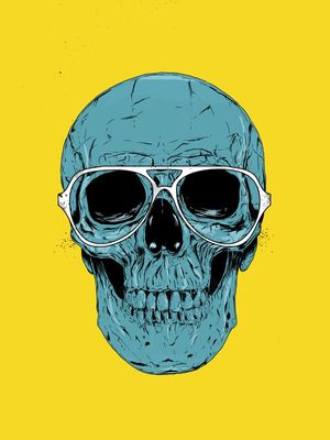 BLUE SKULL WITH GLASSES