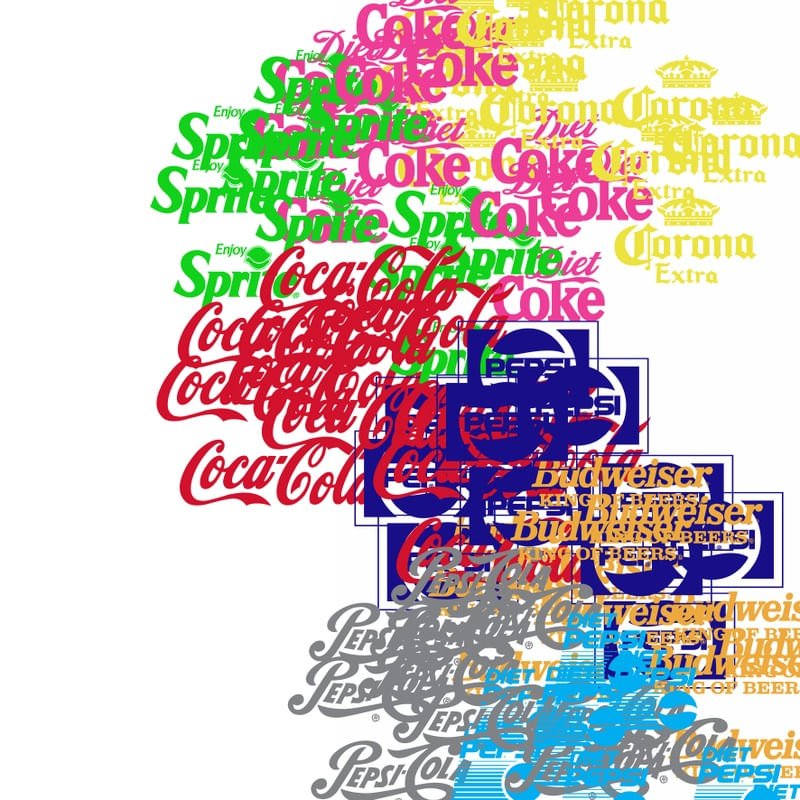 SOFT DRINKS AND BEERS - QUADRADO - TIPOGRAFIA - POP ART - ABSTRATO