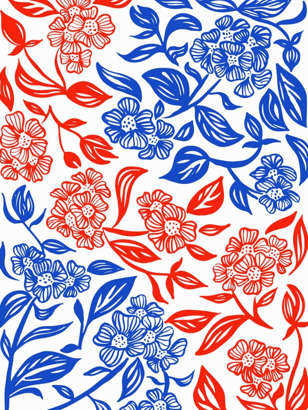IMERSÃO - FLORES AZUL E VERMELHO