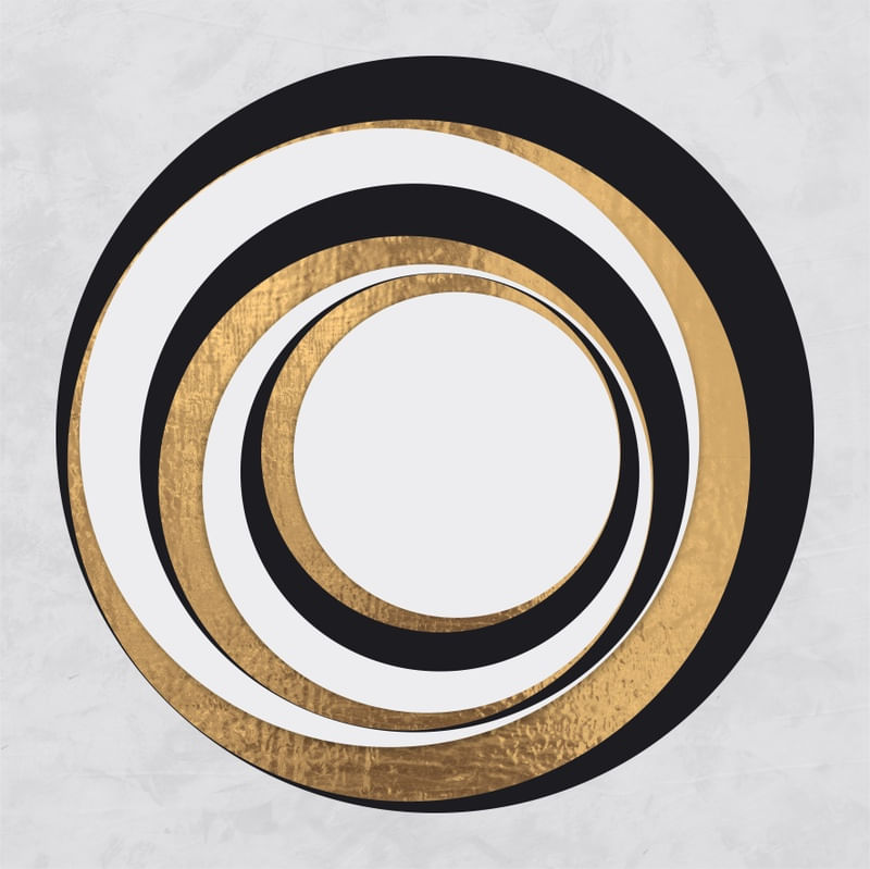 ARTE COM DETALHE DOURADO - ABSTRATO GEOMETRICO - 628A - Q