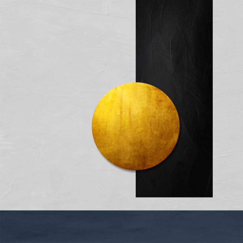 ARTE COM DETALHE DOURADO - ABSTRATO GEOMETRICO - 630A - Q