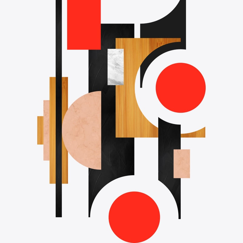 ARTE COM DETALHE EM MADEIRA - ABSTRATO GEOMETRICO - 552A - Q