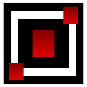 ARTE QUADRADA COM DETALHE EM VERMELHO - ABSTRATO GEOMETRICO - 523A - Q