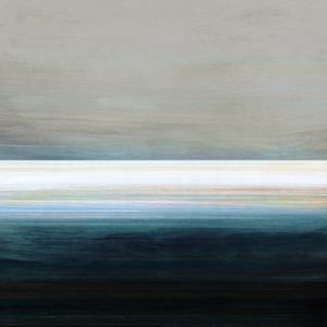 LIGHT ON THE HORIZON 1 CERCETA QUADRADO - ABSTRATO MINIMALISTA PAISAGEM OCEANO PINTURA