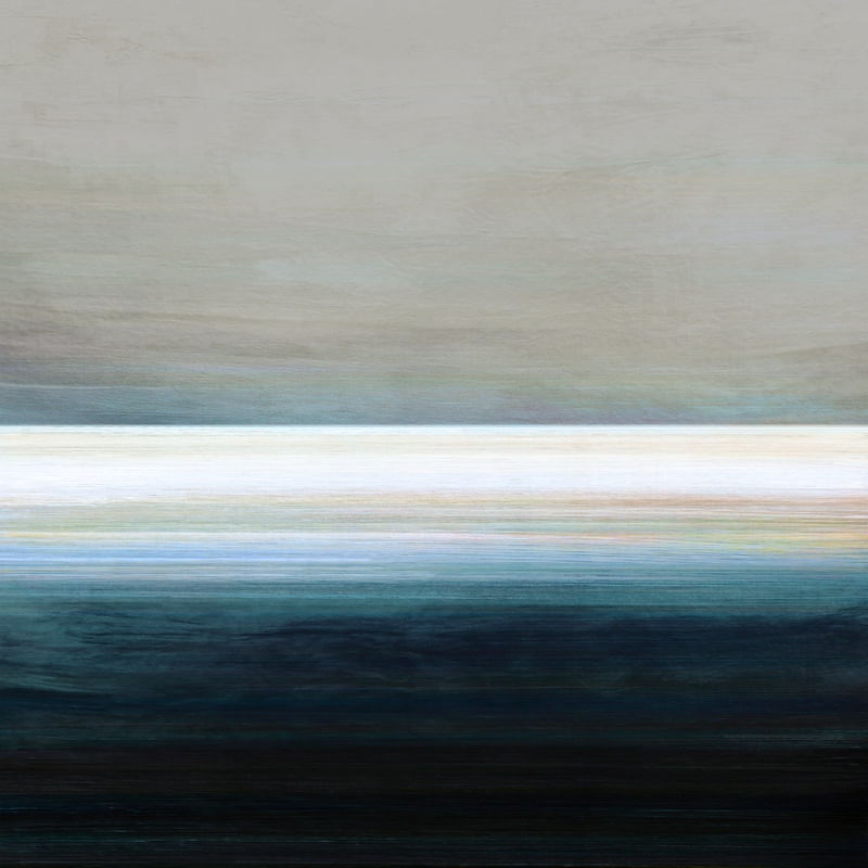 LIGHT ON THE HORIZON 1 CERCETA QUADRADO - ABSTRATO MINIMALISTA PAISAGEM OCEANO PINTURA
