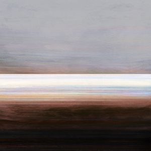 LIGHT ON THE HORIZON 2 MARROM QUADRADO - ABSTRATO MINIMALISTA PAISAGEM SEPIA PINTURA