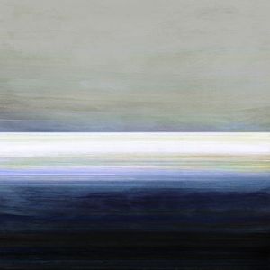 LIGHT ON THE HORIZON 3 INDIGO QUADRADO - ABSTRATO MINIMALISTA PAISAGEM OCEANO PINTURA