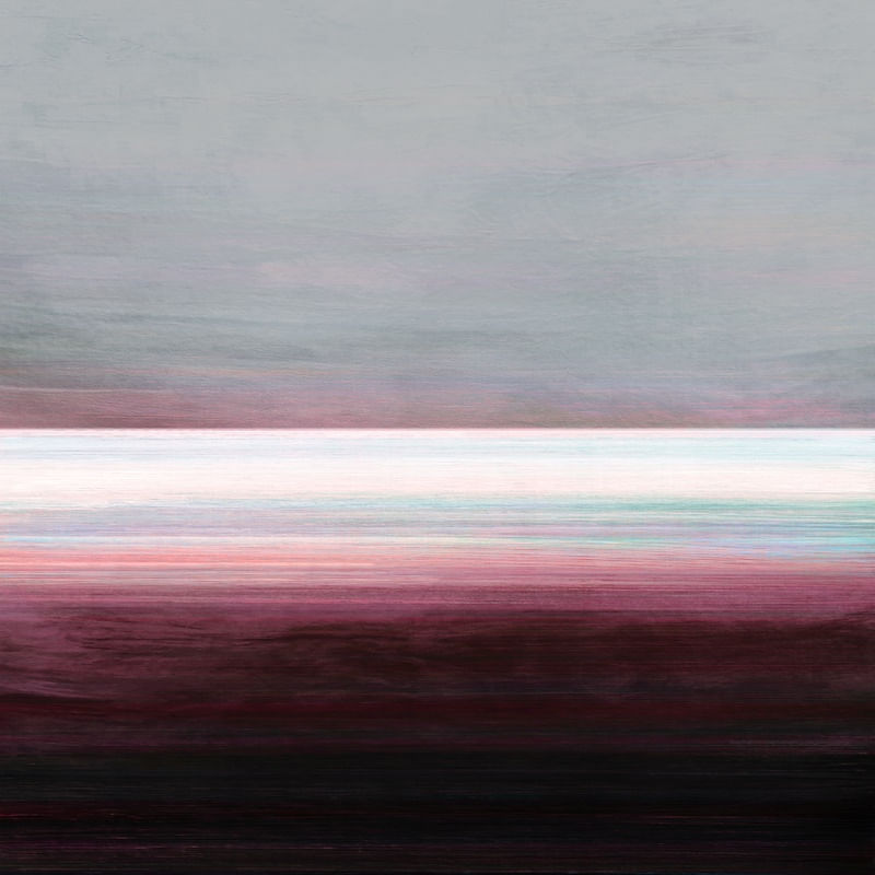 LIGHT ON THE HORIZON 4 ROSA QUADRADO - ABSTRATO MINIMALISTA PAISAGEM ELEGANTE PINTURA