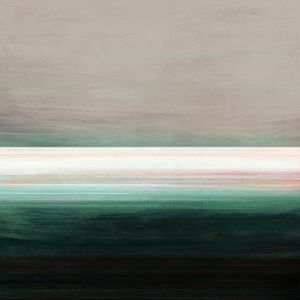 LIGHT ON THE HORIZON 5 VERDE QUADRADO - ABSTRATO MINIMALISTA PAISAGEM ELEGANTE PINTURA