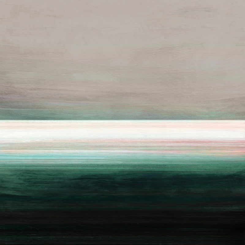 LIGHT ON THE HORIZON 5 VERDE QUADRADO - ABSTRATO MINIMALISTA PAISAGEM ELEGANTE PINTURA