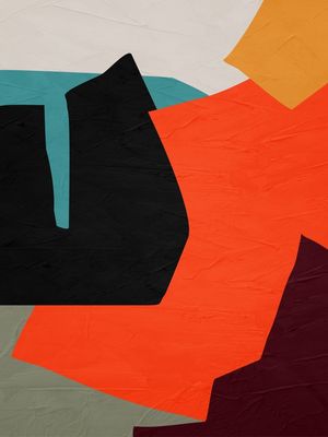 ARTE CONTEMPORÂNEA COLORIDA LARANJA PRETO - ABSTRATO ORGÂNICO - 284A