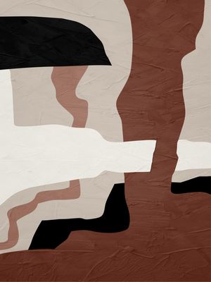 ARTE CONTEMPORÂNEA COLORIDA LARANJA PRETO - ABSTRATO ORGÂNICO - 227B