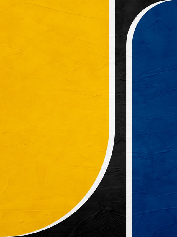 ARTE CONTEMPORÃNEA COLORIDA AZUL AMARELO PRETO - ABSTRATO GEOMETRICO - 677A4