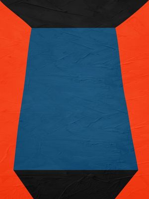 ARTE CONTEMPORÃNEA COLORIDA LARANJA AZUL - ABSTRATO GEOMETRICO - 509A