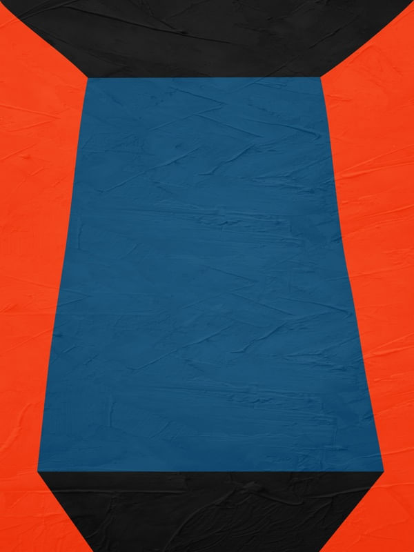ARTE CONTEMPORÃNEA COLORIDA LARANJA AZUL - ABSTRATO GEOMETRICO - 509A