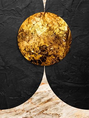 ARTE CONTEMPORÃNEA COLORIDA DOURADO PRETO - ABSTRATO GEOMETRICO - 354E