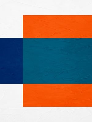 ARTE CONTEMPORÂNEA COLORIDA LARANJA AZUL - ABSTRATO GEOMETRICO - 398C2