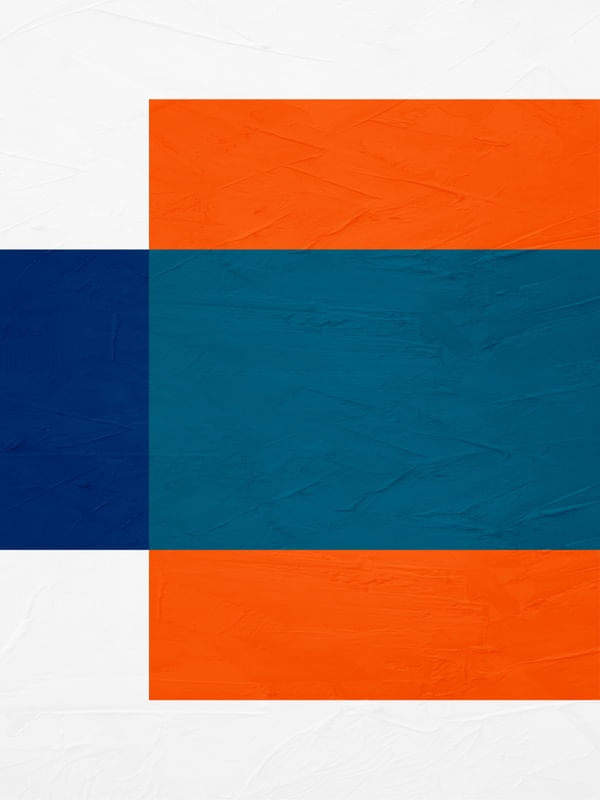 ARTE CONTEMPORÂNEA COLORIDA LARANJA AZUL - ABSTRATO GEOMETRICO - 398C2